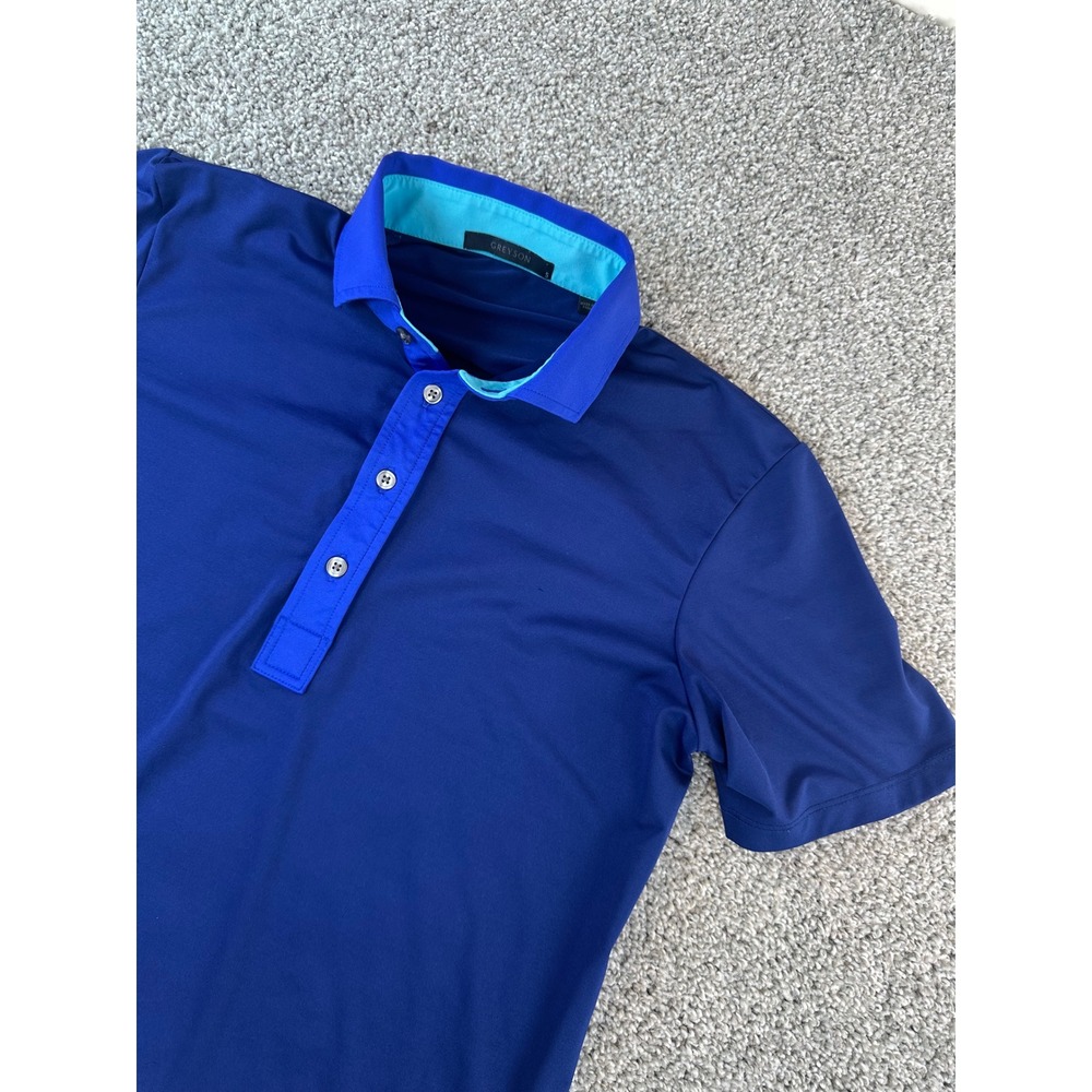 Greyson Polo Shirt Mens Small Royal Blue Short Sleeve Golf Performance READ